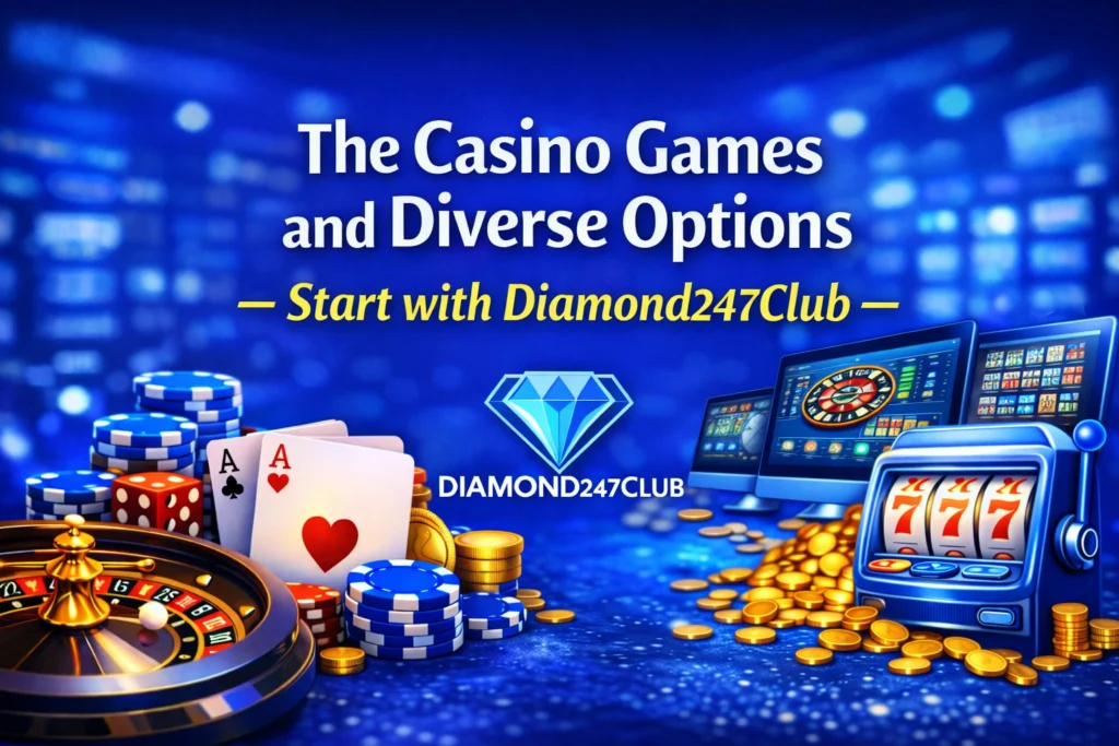 Blue-themed casino roulette table with players placing chips, showcasing diverse casino games and options at Diamond247Club